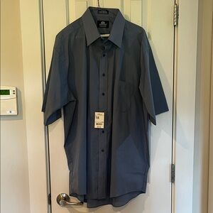 Stafford Dark Blue Casual Button Up Short Sleeved Shirt NWT SZ 18 men’s